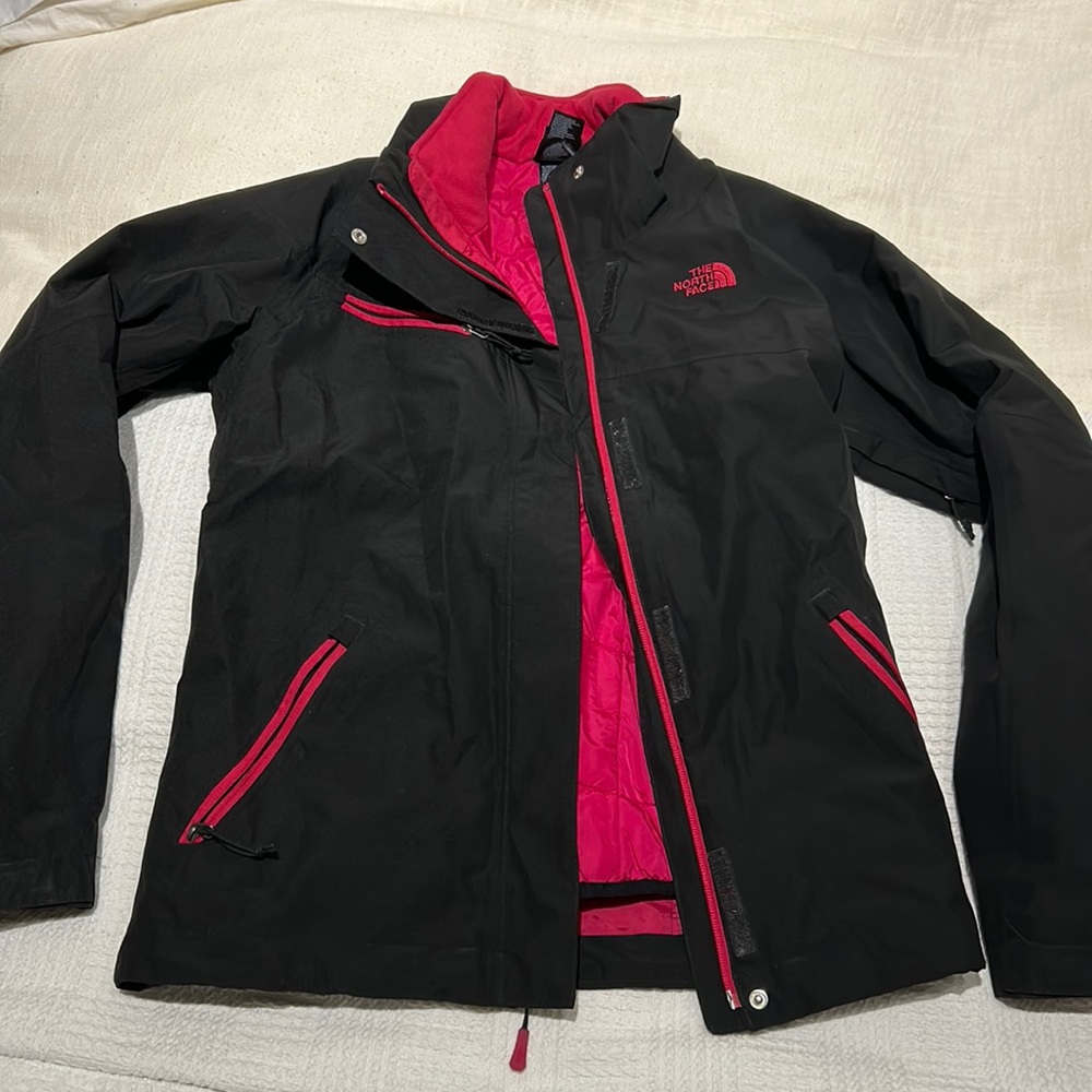 North Face black & pink puffer